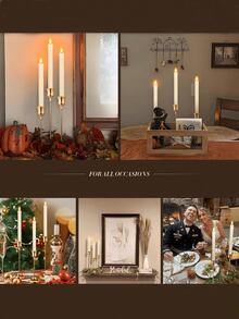 Cirelle 3pcs Brass Gold/Black Metal Tapered Candle Holders, Vintage Modern Decorative Centerpiece Candlestick For Fireplace, Wedding, Party, Housewarming Gift Gifts Birthday Graduation,Cozy Home, Rama Table Decor, Mother's Day Gift, Party Use, Family Dining, High-End Restaurants Supplies, Wedding Decor - Multicolor - View 7