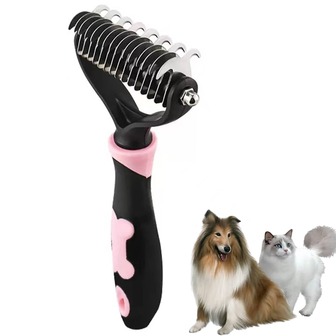 2-Sided Pet Grooming Brush, Dog Deshedding Tool, Cat & Dog Undercoat Rake, Long Hair Dematting Comb, Reduces Shedding, Suitable For Small, Medium And Large Dogs And Cats