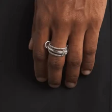 VKHK 1pc 18K Gold Plated Stainless Steel Multi-Layer Circle Link Ring, Suitable For Men And Women, Daily Wear And Party, Gift - Creative Rings - View 7