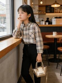 儿童迷你斜挎包，亮色鳄鱼纹口红包，女孩公主小手提包，节日礼物，金/银色，可爱小女孩款 - 均碼 - 查看 2