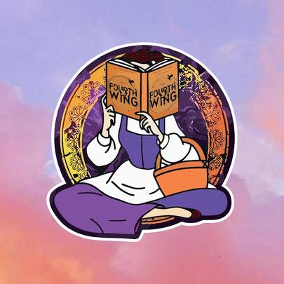 Romantic Book-Inspired Self-Adhesive Stickers, With Couple Reading "The Fourth Wing" Pattern | Self-Adhesive, Matte Finish | Suitable For Decorating Notebooks, Laptops, Trucks, Phones, Motorcycles, Windows, Tablets, Refrigerators, Walls, Cups, Books