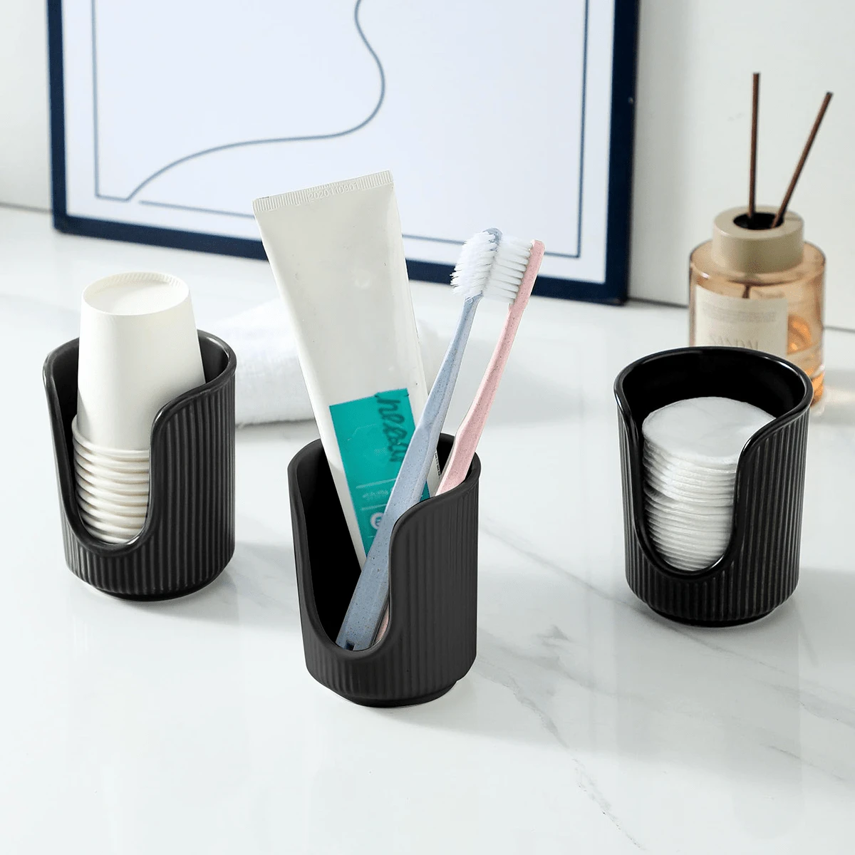 1/2pcs Simple Plastic Disposable Cup Holder (Single/Double Slot) - Suitable For Desktop Cup Rack In Kitchen/Office/Cafe, Multifunctional Home & Commercial Cup Organizer