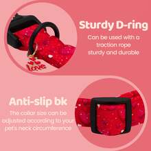 Dog Collars Valentine's Red Heart Print Pet Collar Soft Adjustable Plastic Pendant Dog Collar For Dogs - Red - View 4