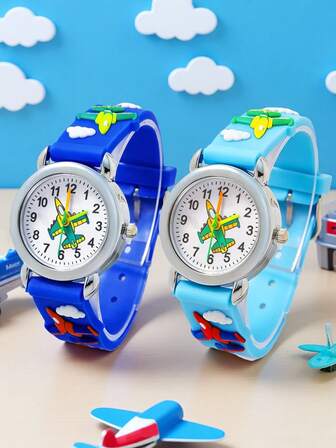 1 st. moderiktig kreativ flygplansklocka med kvartsurtavla, lämplig som skolpresent eller födelsedagspresent för pojkar