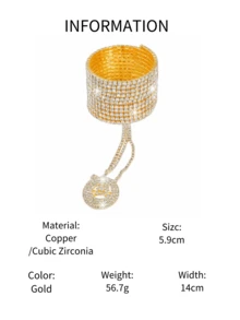 1 chiếc vòng tay xích ngón tay nhiều lớp pha lê thời trang, vòng tay co giãn đính kim cương lấp lánh, phụ kiện trang sức cô dâu - Vàng - Xem 4