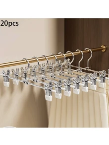 20/10pcs 360 Degree Rotatable Adjustable Non-Slip Metal Pant Hanger With Clips, Metal Jeans/Shorts Hanger, Closet Storage Rack To Save Space, Suitable For Balcony, Bedroom, Dorm, Back To School Dorm Storage - Multicolor - View 15