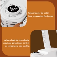 Secador de zapatos inteligente con temperatura constante Circulación de aire caliente para un secado rápido Esteriliza y desodoriza Apagado automático programable Diseño plegable y portátil Funcionamiento silencioso Apto para uso doméstico y de viaje Ahorra energía y espacio El regalo perfecto para estas fiestas. - Blanco - Ver 10