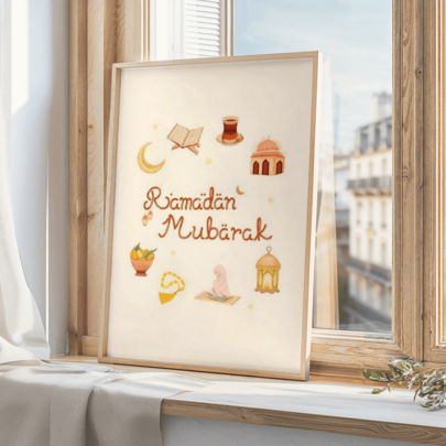 Ramadan Blessings Print, Ramadan Home Decor, Ramadan Gift, Ramadan Decorations, Ramadan Mascot, Eid Mubarak Print, Eid Decor, Islamic Wall Art, Canvas Wall Art, Fashion Girl Art, Inspirational Quote Art, Home Decor, Canvas Wall Hanging, Ramadan Wall Art