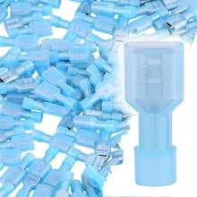 Vmingo 100pzs Terminal Faston Hembra Aislada Automotriz Nylon 16-14 Conector Terminal Eléctrica Calibre 16-14 Cable Eléctrico Instalaciones Eléctricas Coche Cableado Automotriz Mantenimiento Eléctrico - Azul - Ver 8