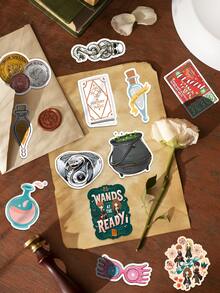 50pcs Hogwarts Graffiti Stickers, Cartoon Vinyl Academy Characters Waterproof Stickers For Water Bottle Luggage Scrapbook Car Skateboard Guitar, Green Classic Graffiti Stickers For Teens Adults Harry Potter Fans, Birthday Decorations, Graduation Decor, Birthday, Valentine's Day Gifts, Mother's Day Back To School Season[Officially Licensed] - Multicolor - View 6