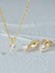 925纯银泡泡项链耳环套装，心形项链耳环套装，女士项链，适合婚礼派对装扮，首饰套装设计百搭，日常佩戴亦可，高品质配饰，送给女朋友的理想礼物