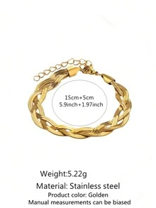 VceTd 1pc Hip-Hop & Personalized Style Braided Stainless Steel Bracelet, Suitable For Women Wearing At Parties Or Weddings
