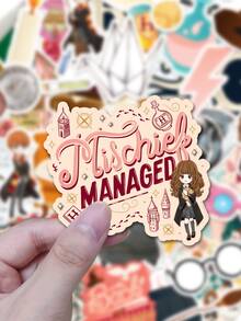 50pcs Hogwarts Graffiti Stickers, Cartoon Vinyl Academy Characters Waterproof Stickers For Water Bottle Luggage Scrapbook Car Skateboard Guitar, Green Classic Graffiti Stickers For Teens Adults Harry Potter Fans, Birthday Decorations, Graduation Decor, Birthday, Valentine's Day Gifts, Mother's Day Back To School Season[Officially Licensed] - Multicolor - View 3