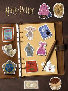 Harry Potter 50张涂鸦贴纸，卡通涂鸦风格防水贴纸，适用于水瓶、行李箱、日记本、汽车、滑板、吉他等，经典绿色涂鸦贴纸，适合青少年、成人、粉丝、生日装饰、毕业装饰、生日礼物、情人节礼物、母亲节礼物、返校季[官方授权] - 彩色 - 查看 7