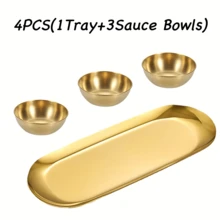 4/8 piezas Juego de tazones para salsa y platos de lujo dorados, platos para condimentos y postres de acero inoxidable de alta calidad, vajilla elegante, adecuado para Navidad/Año Nuevo/Boda/Día de la Madre/Fiesta - Multicolor - Ver 13