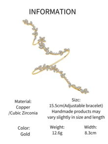 1 chiếc vòng tay hình lá Zirconia có thể điều chỉnh, phụ kiện trang sức độc đáo theo phong cách Châu Âu và Châu Mỹ dành cho nữ - Vàng - Xem 6