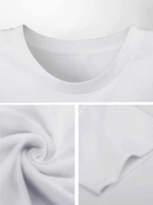 Estampado de conejito visto desde atrás con cola esponjosa rodeada de flores y estrellas camiseta 100% algodón ropa para niños cómoda y alegre - Blanco - Ver 3