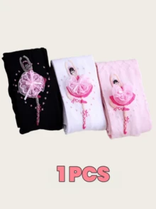 1/2 đôi quần tất họa tiết ba lê cho bé gái, thoải mái, thoáng khí, mềm mại, không trơn trượt, thích hợp cho khiêu vũ và mặc hàng ngày. - Nhiều màu - Xem 2