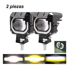 2 Pieces 80W Dual-Color LED Car Motorcycle Headlights With White Aperture, Three Lighting Modes, Unique Design, Shockproof, Waterproof, Durable - Black - View 1