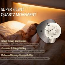 1 Set Thick Wooden Decorative Clock, Creative Wall Clock, Modern Design With Arched Metal Frame And White Background, Available In 11.81" Or 15.75", Battery Operated (Batteries Not Included), Perfect For Bedroom, Living Room, Study, Balcony, Great Gift For Christmas, New Year, Mother's Day, Father's Day, Wedding, Friends, And Home Decor - Moonlight Color - View 3