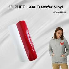 2pcs 3D Puff Heat Transfer Vinyl, 21x25cm - Fluffy Iron-On For T-Shirts, Bags & Pillows, Compatible With Silhouette Cameo/ - White/Red - Multicolor - View 8