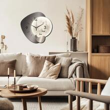 1 Set Thick Wooden Decorative Clock, Creative Wall Clock, Modern Design With Arched Metal Frame And White Background, Available In 11.81" Or 15.75", Battery Operated (Batteries Not Included), Perfect For Bedroom, Living Room, Study, Balcony, Great Gift For Christmas, New Year, Mother's Day, Father's Day, Wedding, Friends, And Home Decor - Moonlight Color - View 9