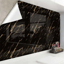 1卷大理石纹自粘墙纸 - 易撕易贴，防水、防油、防污，可移除，适用于厨房台面、浴室、橱柜、家居装饰 - 黑金 - 查看 11