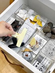 2/6/9pcs Combination Drawer Desktop Makeup Storage Box, Transparent Plastic Drawer Organizer, Versatile, Transparent Vanity Organizer, Elegant Storage Box, Desk Drawer Divider Organizer For Cosmetics, Jewelry, Makeup Storage. For Kitchen, Bedroom, Bathroom, Office, Storage. - Clear - View 5