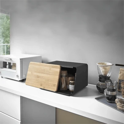 クロスボーダー正方形金属パンボックスクロスボーダー家庭用竹パンボックススナック整理と新鮮な収納ボックス