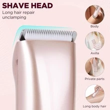 Electric Shaver For Women, 2-In-1 Electric Razor For Womens Legs Underarm Face Pubic Hairs, Rechargeable Electric Razor Body Hair Trimmer Wet & Dry Use - Xanh đậm - Xem 2