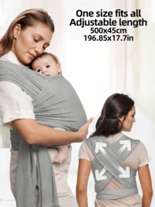Grey/Pink Baby Wrap Carrier - All In 1 Original Baby Carrier Newborn To Toddler Sling, Easy To Wear, Hands Free Bonding, Lightweight, Breathable Infant Wraps - Màu Xám nhạt - Xem 9