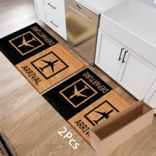 1pc Airplane Themed Printed Rug, Faux Wool Mat - Highly Absorbent, Easy To Clean, Suitable For Home Decor, Farmhouse, Entryway, Indoor, Room, Kitchen, Dining Room, Small Office/Home Office, Sink, Laundry Room, Doormat, Kitchen Mat, Non-Slip Mat - Multicolor - View 13