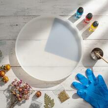 Round Tray Handmade Mirror Makeup Organizer Silicone Mold, Suitable For DIY Resin Crafting Hobbyists - White - View 1