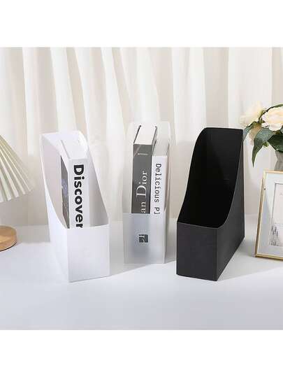 Desk File Box, Student Dorm Desktop Bookshelf, Desktop Storage & Organization Box, Thick Plastic Folding Bookshelf, Ins Style