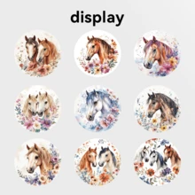 500pcs/Roll Happy New Year Horse Pattern Stickers, 8-10 Assorted Circular Designs, 2.5cm/1.0in, Ideal For Gift Decoration, Packaging, Stationery And More - Multicolor-b - View 4