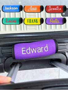 1pc/3pcs/5pcs Custom Name Luggage Handle Wrap, Personalized Suitcase Handle Wraps With Text, Customized Stroller Identifier, Customizable Luggage Wraps For Suitcase, 14x15cm, Orange/Red/Blue/Yellow/Black/Green, Luggage Wrap, Mother'S Day Gift, Easter Gift, Valentine'S Day Gift, Birthday Gift,School Supplies,Back To School,School Gift - Multicolor - View 2