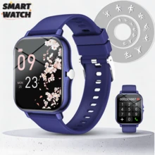 Reloj inteligente unisex con llamadas inalámbricas y alertas de mensajes, podómetro, seguimiento de calorías y distancia, modos deportivos múltiples, control de música, cámara remota, alarma, caja de metal y correa de silicona, batería de 180mAh, carga USB, reloj inteligente multifuncional para teléfonos inteligentes, regalo para vacaciones - Multicolor - Ver 3