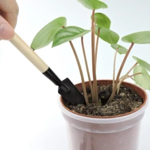 Mini Gardening Tools, 3pcs Portable Garden Hand Tools Set, Miniature Gardening Rake Trowel And Shovel For Seedlings, Bonsai, Succulents, Herbs, Terrariums And Planting (3pcs) - màu đen - Xem 3