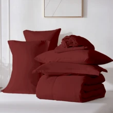 5/7pcs Luxurious Checked Pattern Comforter Set-Breathable Comforter-Ultra Soft Fluffy Fiber Filling, Warmth For All Seasons-Bed In A Bag With Comforter, Flat Sheet, Fitted Sheet, Pillowcases, And Pillowshams, Thick Comforter Set, Family Gift Set - Red R06 - View 8