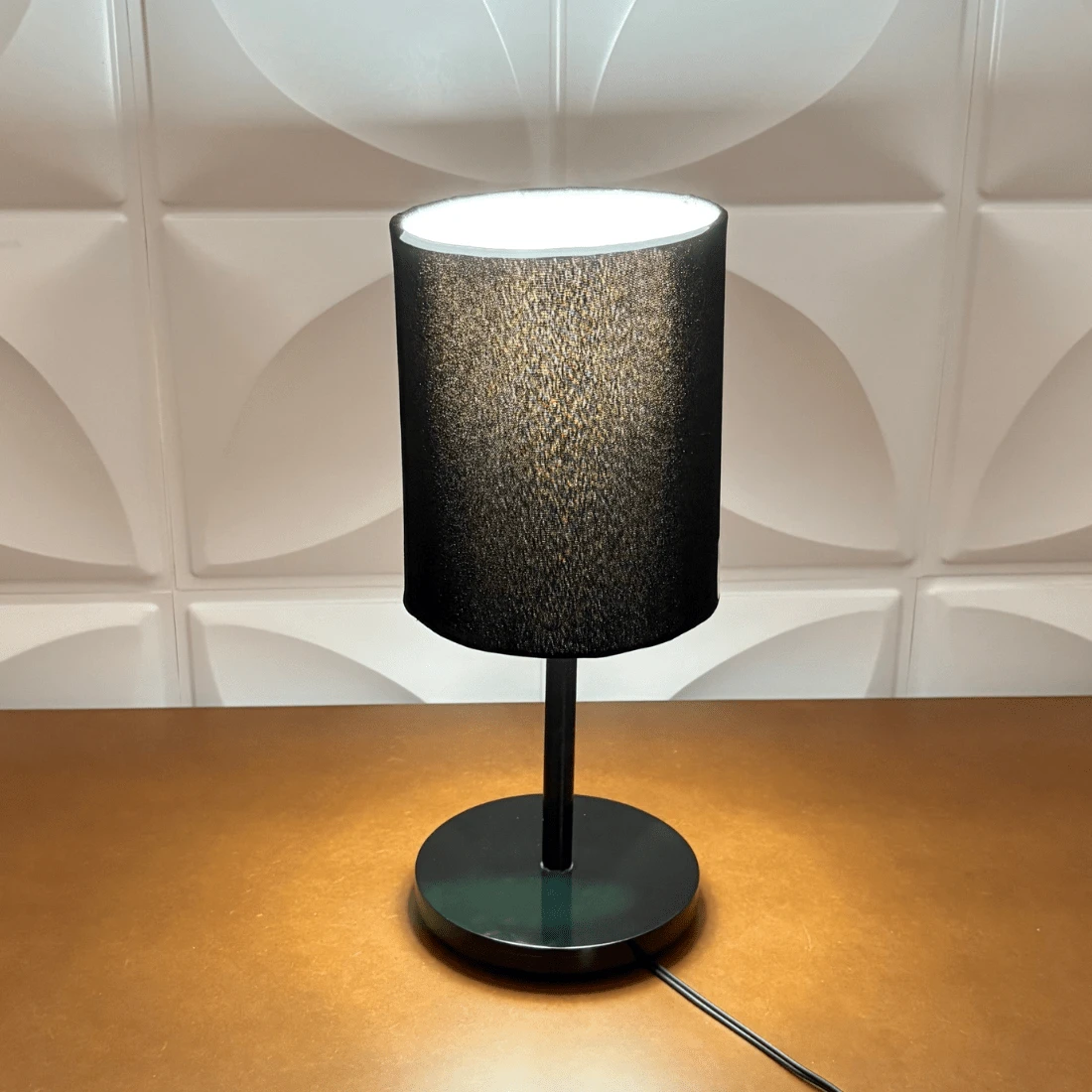 Bedside Table Lamp For Bedroom Decoration With Fabric Shade - màu đen - Xem 1