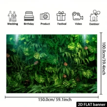 1 Stück natürlicher grüner Wald Fotografie Hintergrund, Pflanzenwand Polyester Foto Hintergrund Wandteppich, Wandbehang im Wohnzimmer, Schlafzimmer und Büro, Heimdekoration, Raumdekoration, Partydekoration, Banner Dekoration - Grün - Übersicht 6