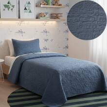 Kids' Double-Sided Quilt Set, 2 Pieces, Character Print, Flora, Hansel And Gretel Habitat - Xe màu xanh - Xem 1