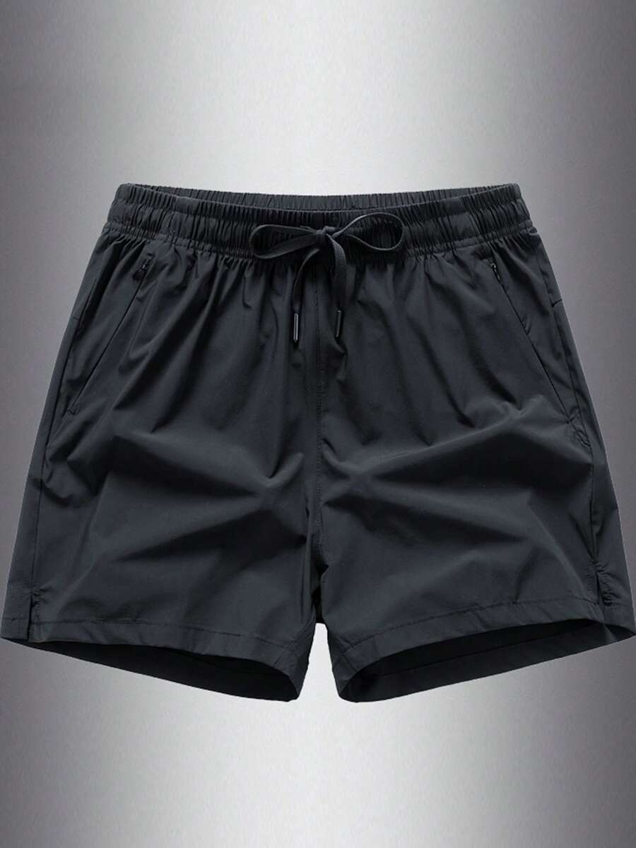 1件男士休閒運動快乾跑步短褲,3/4長度(黑色)夏季 - 黑色 - 查看 1