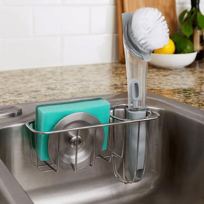 Giỏ treo bồn rửa bằng thép không gỉ, giá để đồ nhà bếp, giá thoát nước cho bồn rửa, giá treo đồ nhà bếp tiết kiệm không gian.