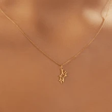 قلادة من الفولاذ المقاوم للصدأ بتصميم الهلال والنجمة الذهبية، قلادة نجمة خماسية القرن، تميمة دينية، مجوهرات عقد - 3 نجوم - مشاهدة 6