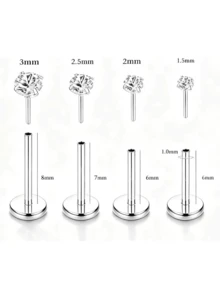 18G/20G 14K Gold Plated Flat Base Nose Stud, Threadless, Women's Nose Ring, Low Allergy Surgical Stainless Steel, Nose Piercing Jewelry - As Shown - View 12