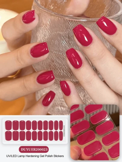 20 st. EMI-kristallgel-nagelklistermärken, transparent basgel, salongskvalitet, långvarig, kräver UV-lampa, ES20 gränsöverskridande grossistleverans, samma stil som nagelklistermärken med rött omslag, nagelklistermärken med fingertoppsmotiv