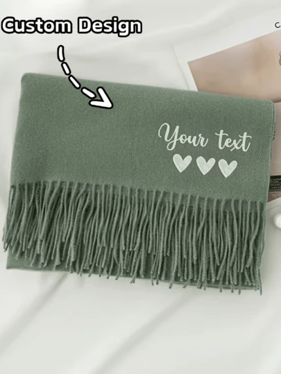 1PC Personalized Embroidered Letter Scarf, A Scarf With A Heart Pattern, Women's Winter Shawl, Women's Custom Letter Scarf, Can Be Embroidered With Initials (A-Z) And Full Name; Luxurious Winter Scarf
