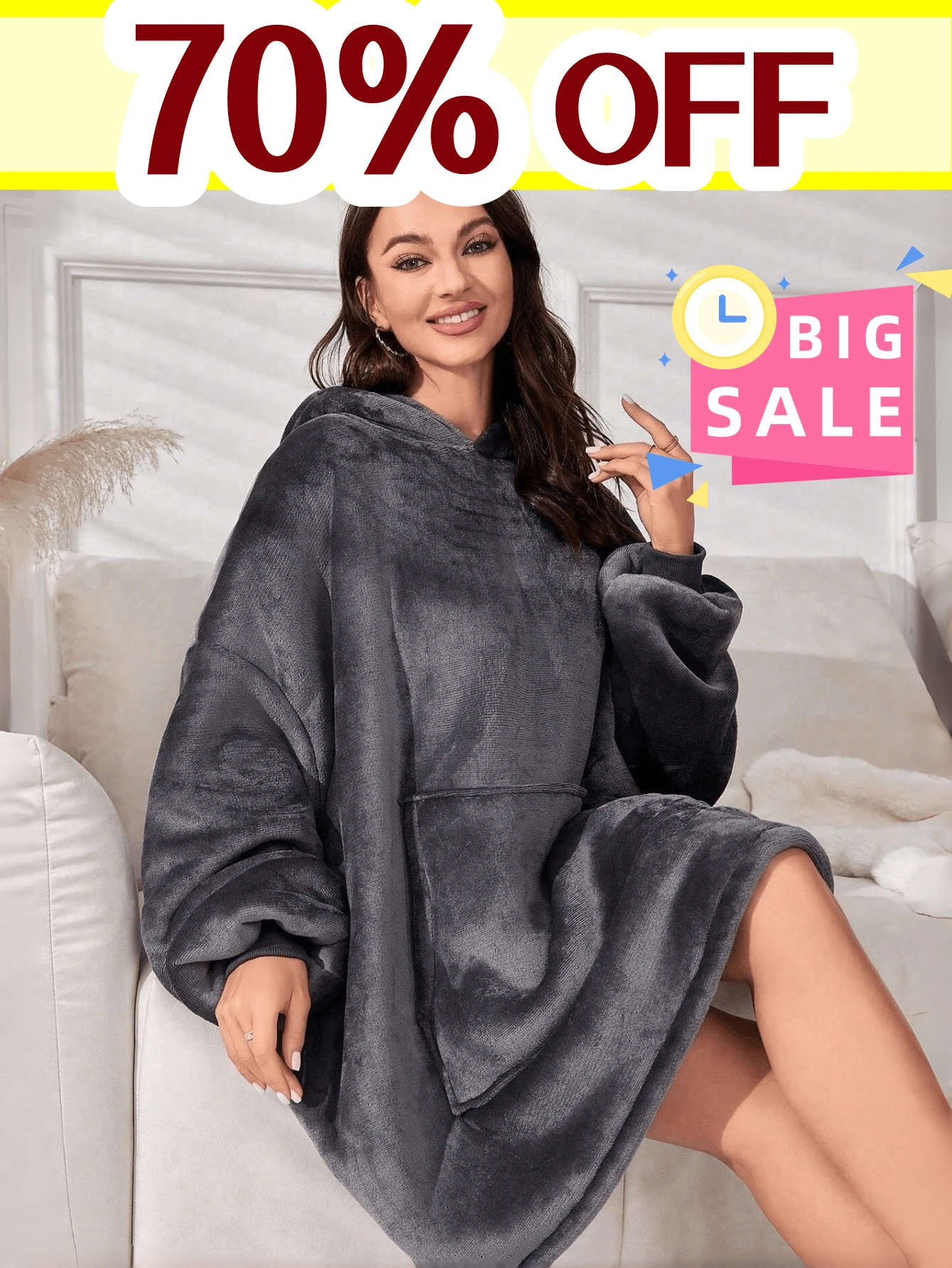 Chăn mặc có mũ trùm đầu unisex, chăn nỉ có mũ trùm đầu cỡ lớn, chăn lông cừu ấm áp thoải mái với tay áo và túi ngoại cỡ, phù hợp cho người lớn, sử dụng trong nhà và ngoài trời, món quà tuyệt vời.