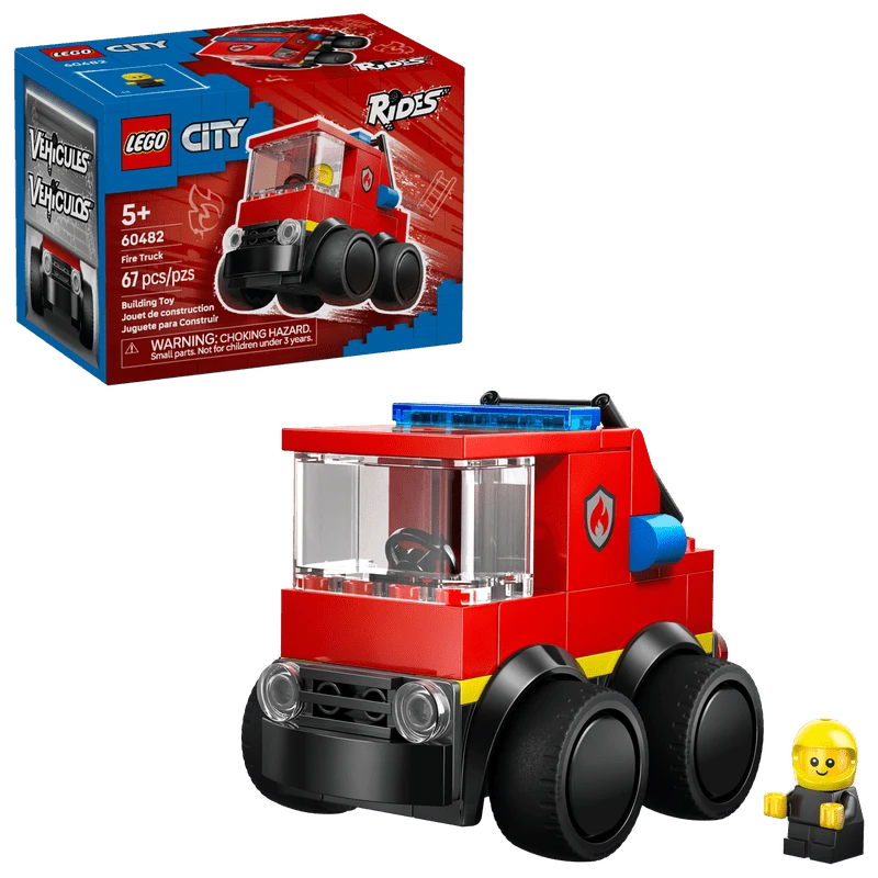 LEGO City Rides – Fire Truck Building Toy For Kids - Emergency Pretend Play For Boys & Girls, Ages 5+ - Toy Truck W/Raisable Ladder & Firefighter Junior Minifigure - Gift Idea For Birthdays - 60482
